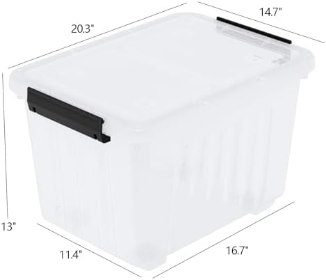 30L Plastic Storage Bin with Lid, Stackable Clear Container