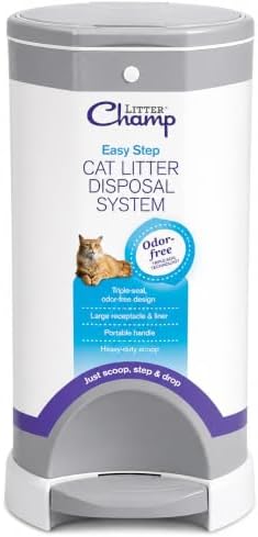 Litter Champ Cat Litter Disposal System, Hands-Free Pedal Trash Can | 4 Gallon Capacity, Triple-Seal Odor Lock, ABS Resin