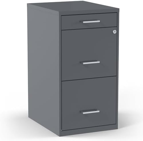Staples 3-Drawer Vertical File Cabinet, Letter Size Documents, Lockable & Mobile, 18.9" D x 14.3" W x 26.9" H, White