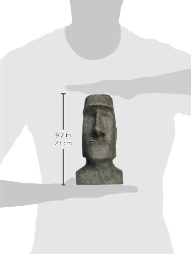 Design Toscano Easter Island Ahu Akivi Moai Monolith Garden Statue, Extra Large, 32 Inch, Cast Stone Resin, Grey Stone