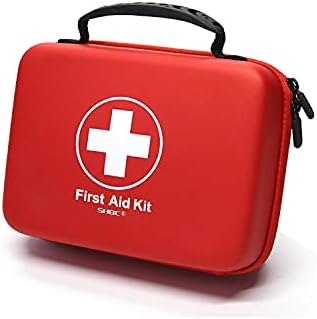Compact First Aid Kit (228pcs) Designed for Family Emergency Care. Waterproof EVA Case and Bag is Ideal for The Car, Home, Boat, School, Camping, Hiking, Office, Sports. Protect Your Loved Ones. Red