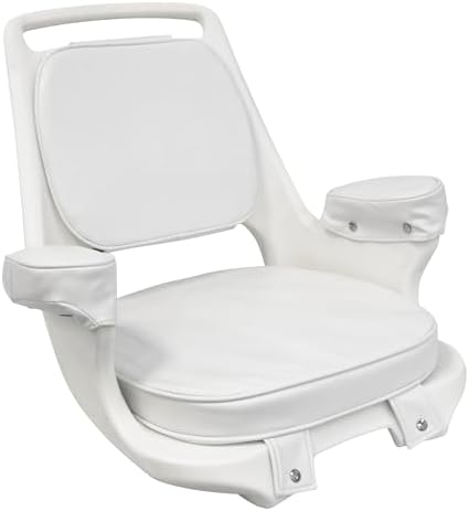 Wise 8WD1007-3-710 Captains Chair with Cushions and Mounting Plate, White