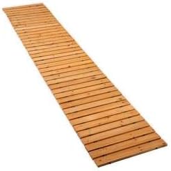 Plow & Hearth 6 Feet x 18 Inches Outdoor Wooden Garden Pathway | Natural Waterproof Weatherproof Hardwood Cedar Rollout Walkway | Landscape for
