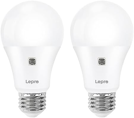 Lepro A19 E26 Dusk to Dawn LED Light Bulbs Outdoor 9W 806 Lumens 2 Pack