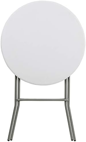 Flash Furniture Elon 32' Round Folding Bar Height Table for Parties and Commercial Events, Indoor/Outdoor Plastic Tall Round Table, White | Lightweight, Easy Storage, Commercial Grade
