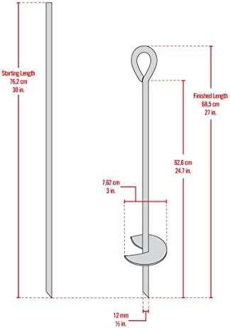ShelterLogic ShelterAuger 4-Piece 30-Inch Reusable Heavy Duty Steel Earth Auger Anchor Kit with 4 Clamp-on Wire Tie-Downs for Anchoring Shelters, Canopies, and Instant Garages, Silver