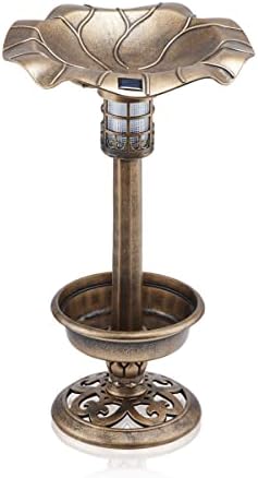 Alpine Corporation | 31" Tall Outdoor Birdbath with 2 Bird Figurines — Shallow and Wide Bird Feeder, Bronze Garden Accent