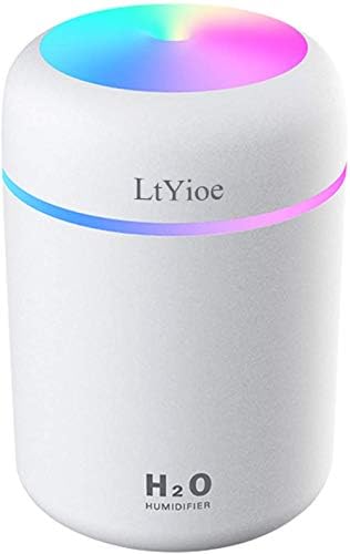 LtYioe Colorful Cool Mini Humidifier, USB Personal Desktop Humidifier for Car, Office Room, Bedroom, etc. Auto Shut-Off, 2 Mist Modes