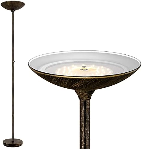 BoostArea Torchiere Floor Lamp, 30W Super Bright LED Standing Lamp, Stepless Dimmable Pole Lamp with 3000K Lighting, Rotary Switch