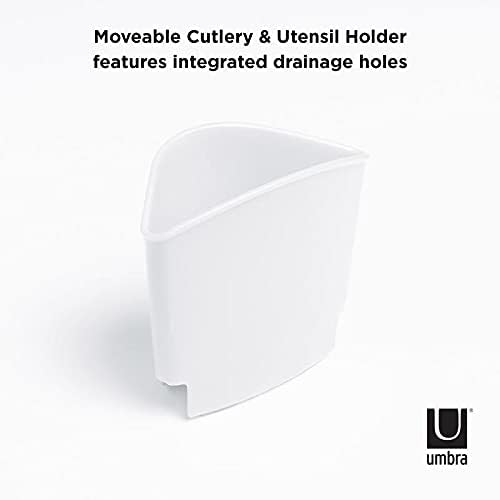 Umbra Sinkin Dish Drying Rack, in Sink or Countertop Drainer, Black/Nickel | Removable utensil holder, non slip rubber feet, fits standard sizes, coated wire and plastic