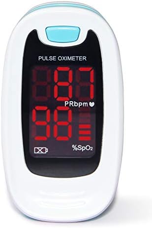 CONTEC CMS50M Fingertip Pulse Oximeter Blood Oxygen Saturation Monitor with Lanyard Blue White Color
