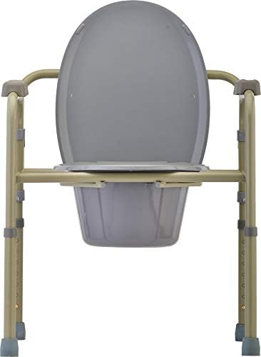 NOVA Medical Products Folding Commode, Over Toilet and Bedside Commode, Comes with Splash Guard/ Bucket/ Lid, Gray, 1 Count