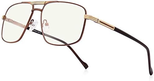 Reading Glasses for Men Square Double Bridge Blue Light Blocking Computer Readers