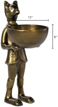 Accent Decor Eric and Eloise Collection 12-inch Brass Figurine with Bowl, Fox