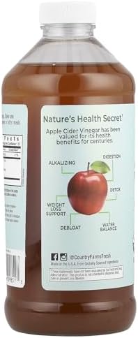 Country Farms Organic Apple Cider Vinegar Tonic, Cleanses and Detoxifies, Helps Balance Fluids, Supports Digestion, With The “Mother”