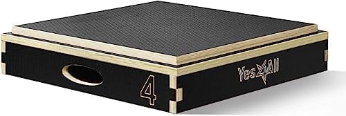 Yes4All Stackable Wood Plyo Box/Plyometric Box, Ideal for Jumping Exercise, Available in 5 Sizes (4"", 6"", 8"", 12"", 16"")