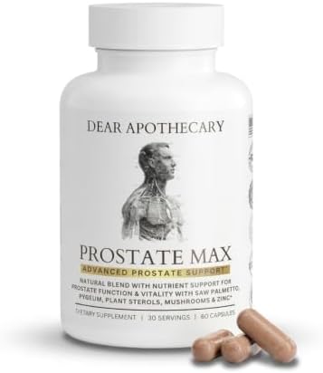 Prostate Max Support Supplement - Saw Palmetto 200mg, Pygeum 100mg, Zinc, Selenium - Urinary Health & Flow - Vegan, Non-GMO, Gluten Free - 60 Capsules