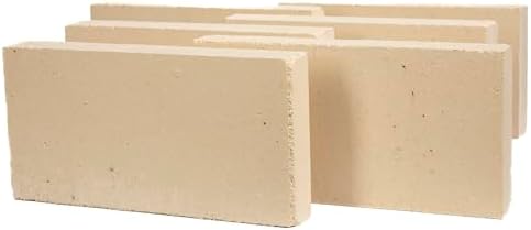 Rutland Fire Bricks, Properly Cured High Temperature FireBrick, USA-Made Residential Fire Clay Replacement for Wood Stove, Fireplace, & Pizza Oven, Size 9" x 4.5" x 1.25", 6-Pack, Tan
