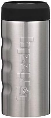 Grizzly Grip Slim Can, 12 oz Stainless Steel Can Cooler, Brushed Stainless