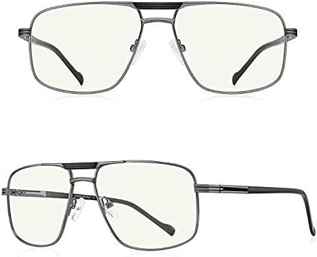 Reading Glasses for Men Square Double Bridge Blue Light Blocking Computer Readers