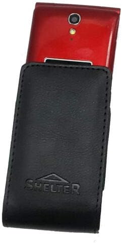 Open top Leather case with Pinch Clip fits CoolPad Snap Flip Phone