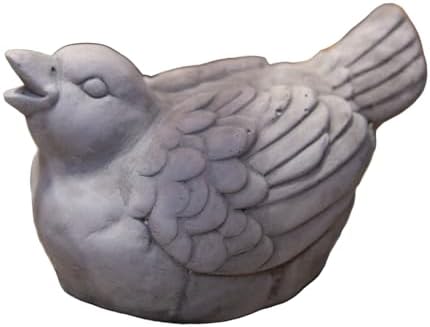 Small Cement Bird Statue, Gray Concrete Finish (8.25 X 5.25 X 6.25 In.) | Decorative Cement Bird Figurine With A Gray Concrete Finish, Ideal For Tables, Patios, Lawns, Yards, And Home Décor.