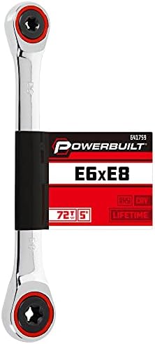 Powerbuilt E10/E12 Ratcheting Double Box-End E-Torx E-Star Wrench, 72-Tooth Ratcheting Wrench with 5-Degree Swing for Tight Spaces - 641760