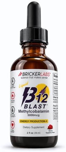 Bricker Labs B12 Blast Methylcobalamin 1000mcg, Great Tasting Sublingual Liquid Energy Vitamins -Vegan B12 Vitamins, Sustained Energy and Cellular Energy Supplement - 59-Day Servings