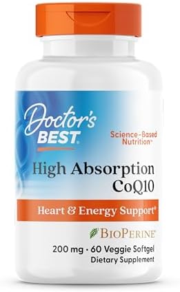 Doctor's Best High Absorption CoQ10 200mg with BioPerine Supplement - Coenzyme Q10 Softgels for Heart Health & Antioxidant Support
