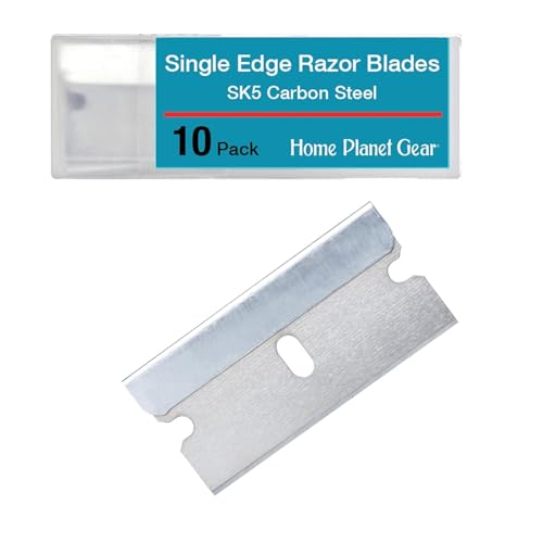 Single Edge Razor Blade 10 Pack - Straight Edge Razor - Ten Sharp Flat Blades in Convenient Storage Box - Oven Scraper Razors Refills - Heavy Duty