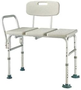 Heavy Duty, Bariatric Aluminum Frame Bathtub Transfer Bench/Bath Chair with Back, Wide Seat, Adjustable Legs, Suction Cups Shower Bench