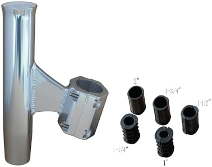 Brocraft Boat T-TOP Rod Holder / Clamp-On Rod Holder - Silver Aluminum - Vertical Mount - Fits 1" to 2" O.D. Pipe