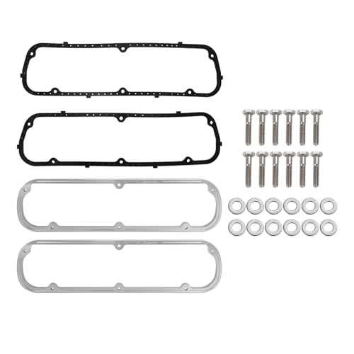 Valve Cover Spacer and Gasket Kit for Ford 289 302 351W SBF V8 | Includes 1/2 Inch Aluminum Spacers, Steel Core Gaskets