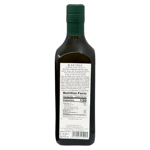 Ravida Extra Virgin Olive Oil, 25 Fl Oz– Multi Award-Winning Sicilian EVOO, Cold Extracted, Medium Fruity, Premium First Cold Pressed Olive Oil