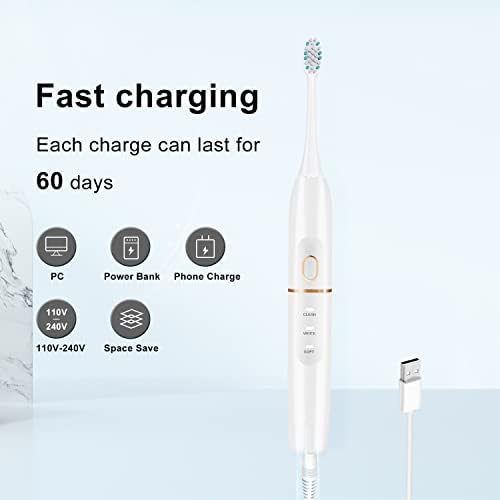 kingheroes Electric Toothbrush Set, Comes with 8 Brush Heads & Travel Case, 4 Modes with 2 Minutes Built in Smart Timer, One Charge for 60 Days