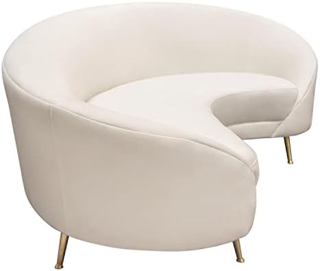 Celine Curved Sofa in Light Cream Velvet