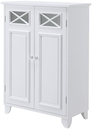 Teamson Home Florence 26 in. x 32 in. 2-Door Freestanding Wooden Floor Cabinet with Adjustable Shelves for Storage Solutions in Bathrooms, Kitchens, Laundry Rooms, Home Offices, White | Freestanding Wooden, Adjustable Shelves, For Bathrooms, Kitchens, La…