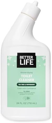 Better Life Toilet Bowl Cleaner, Plant-based, Stain & Odor Remover, Tea Tree & Peppermint Scent Cleaning Gel, Liquid Bathroom Cleaners for Household, 24 Oz, Pack of 2