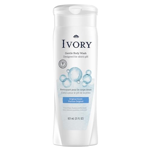 Ivory Body Wash, Designed for the Whole Family, Gentle Formula, Free of Dyes Heavy Perfumes Parabens Phthalates & Silicones, Original Scent, 21 oz (Pack of 2)