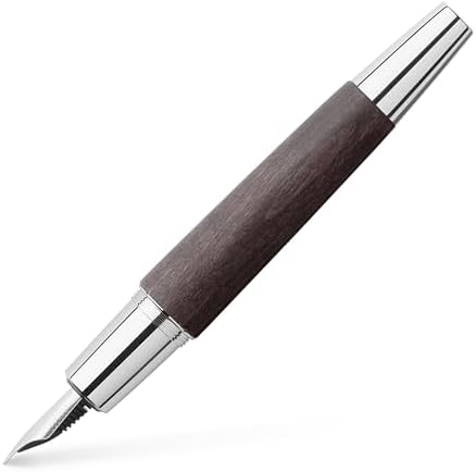 Faber-Castell e-motion Fountain Pen, Wood and Chrome Brown - Fine