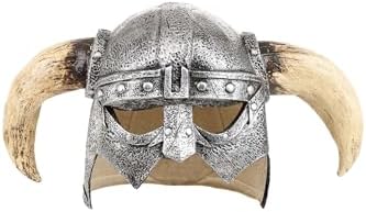 Viking Helmet with Horns for Adults - Half-Head Viking Mask Helmet for Halloween, Renaissance & Norse Barbarian Costumes ST