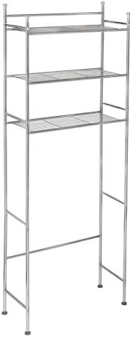 Honey-Can-Do 3-Tier Metal Bathroom Shelf Space Saver, Over The Toilet Storage Rack Organizer, Adjustable Chrome Wire Shelving Unit for Towels & Toiletries, 9.5 x 23 x 60 in