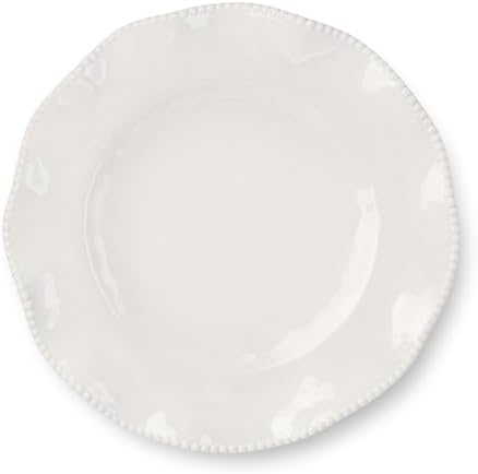 Perlette Off-White Beaded 12-Piece Dinnerware Set – Includes 4 Dinner Plates, 4 Salad Plates, 4 Bowls (7.5" x 2"