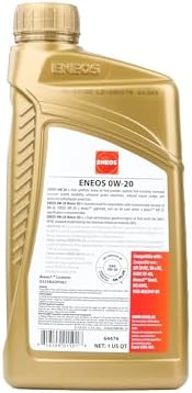 ENEOS 0W-20 Fully Synthetic Motor Oil, API SQ, dexos1 Gen3, 1 Qt