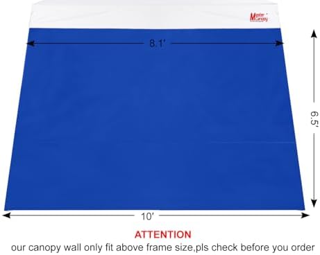 MASTERCANOPY SunWall Canopy Sidewall for 10x10 Slant Leg Canopy Tent, 1 Pack Sidewall Only (Black) | Waterproof UV‑blocking Durable Slant Leg SunWall Adds Shade and Blocks Wind for Canopies, Gazebos