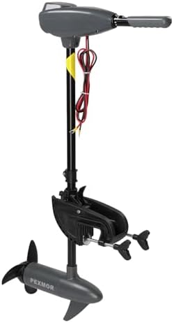 PEXMOR 8 Speed Electric Trolling Motor, Electric Outboard Boat Motor w/Adjustable Handle & LED Indicator, Transom Mounted for Saltwater, Kayak