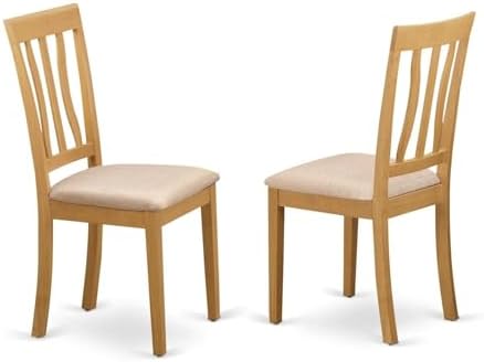 East West Furniture ANC-WHI-W Antique Dining Room Chairs - Slat Back Solid Wood Seat Chairs, Set of 2, Buttermilk & Cherry
