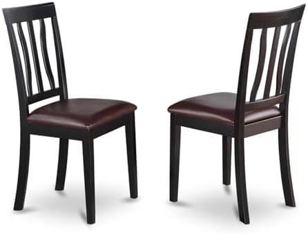 East West Furniture ANC-WHI-W Antique Dining Room Chairs - Slat Back Solid Wood Seat Chairs, Set of 2, Buttermilk & Cherry
