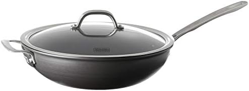 Viking Non Stick Chef Pan, 12 Inch Hard Anodized Nonstick Saute and Frying Pan with Glass Lid, Dishwasher and Oven Safe, Induction Ready, Matte Black