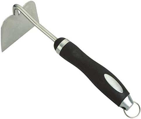 Edward Tools Hand Hoe Garden Tool - Heavy Duty Stainless Steel with Polished Blade - Bendproof Design for Heavier Soil - Ergonomic Rubber Handle